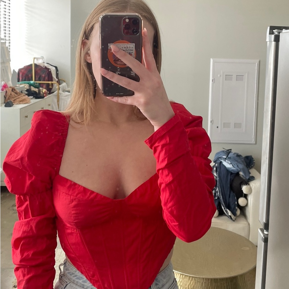 Missguided puff sleeve corset top